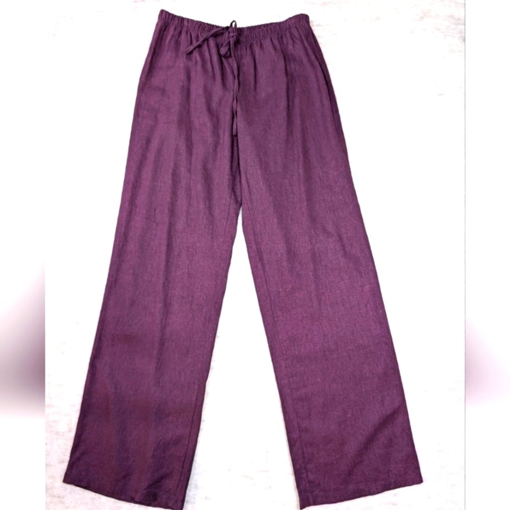 Vintage Made In USA Purple Mid-rise Linen Pants